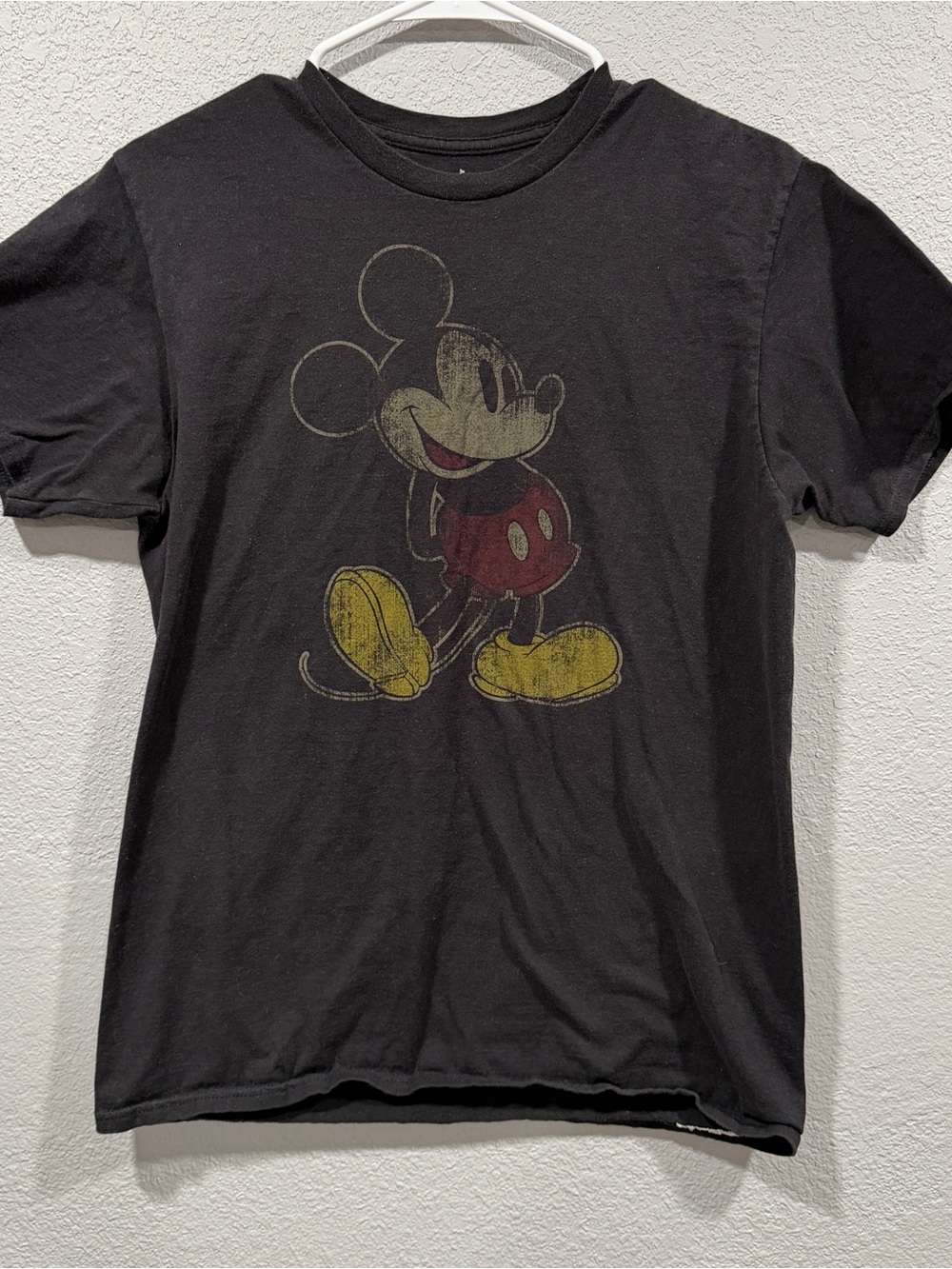 Hanes Black Tee with Vintage Mickey Graphic (Red, Yellow)